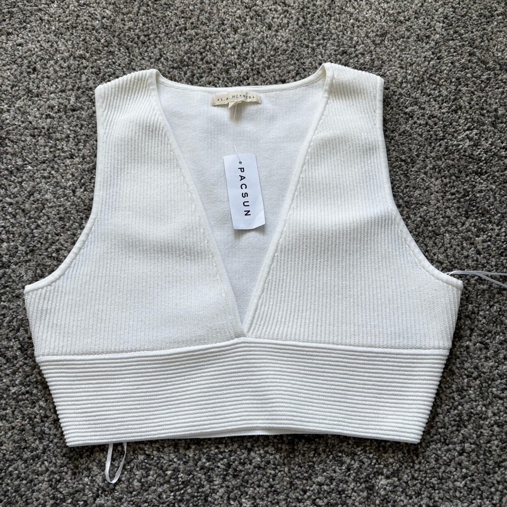 PacSun White Ribbed Sleeveless Crop Top